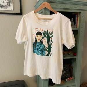 Bijou Karman x Target Ribbed Hem Graphic Tee Cream Size L NWOT